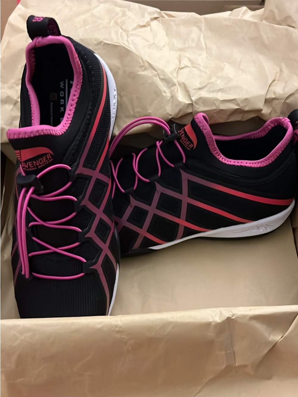 Avenger Women’s Black with Pink Trim Athletic Sneakers